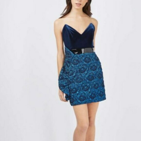 NWT Topshop velvet metallic dress Junior size 4 - Picture 1 of 5